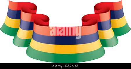 3D Realistic waving Flag of Mauritius on white background Stock Vector ...