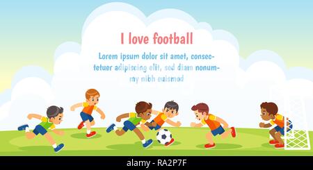 Kids sport football. template banner, presentation, cards, posters web page Vector illustration. Stock Vector