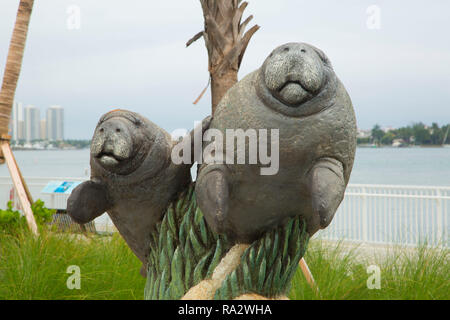 Manatee sculpture, Manatee Lagoon Discovery Center, West Palm Beach, Florida Stock Photo