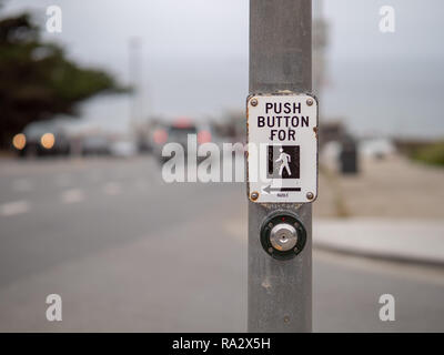 Push button for walking traffic crosswalk button at intersection Stock Photo