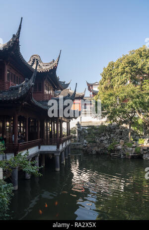 Pond in Yuyuan or Yu Garden in Shanghai Stock Photo