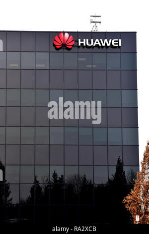 Kanata, Canada - December 31, 2018: Huawei Ottawa Research & Development Centre on Terry Fox Road. The Chinese multinational telecommunications equipm Stock Photo