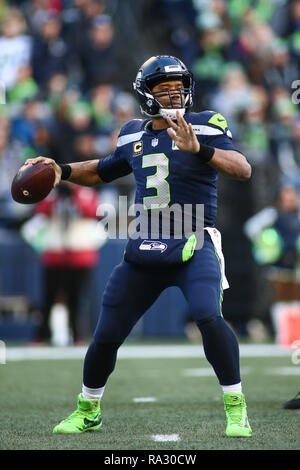 Seattle, WA, USA. 30th Dec, 2018. Seattle Seahawks wide receiver Tyler  Lockett (16) with the ball during a game between the Arizona Cardinals and  the Seattle Seahawks at CenturyLink Field in Seattle