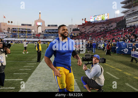 Los Angeles, CA, USA. 30th Dec, 2018. Los Angeles Rams defensive end Aaron Donald #99 after the NFL San Francisco 49ers vs Los Angeles Rams at the Los Angeles Memorial Coliseum in Los Angeles, Ca on December 30 2018. Jevone Moore Credit: csm/Alamy Live News Stock Photo