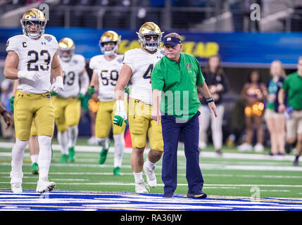 December 29, 2018: Notre Dame head coach Brian Kelly during NCAA Football game action between the Notre Dame Fighting Irish and the Clemson Tigers at AT&T Stadium in Arlington, Texas. Clemson defeated Notre Dame 30-3. John Mersits/CSM Stock Photo