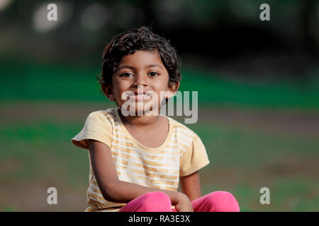 poor indian girl child Stock Photo