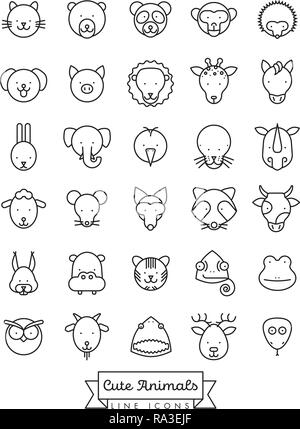 Outline Elephant Head Cute Animal Character Stock Vector Image & Art 