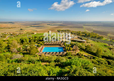 CARMONA SPAIN VIEW ACROSS THE PLAINS FROM THE PARADOR Stock Photo