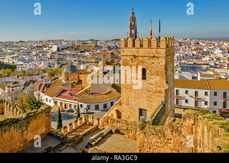 CARMONA SPAIN VIEW OVER THE TOWN FROM A TOWER OF THE FORTRESS OF THE GATE OF SEVILLE Stock Photo