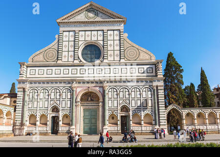 Santa Maria Novella Basilica in Florence with tourists Stock Photo