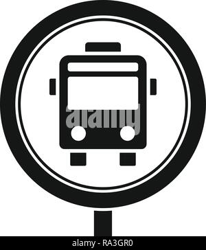 Circle bus stop sign icon. Simple illustration of circle bus stop sign vector icon for web design isolated on white background Stock Vector