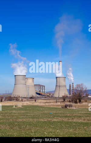 Coal powered Bobov dol thermal power plant in Bulgaria Stock Photo