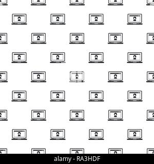 Laptop video chat pattern seamless vector repeat geometric for any web design Stock Vector