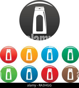 Aloe tube cream icons set 9 color vector isolated on white for any design Stock Vector