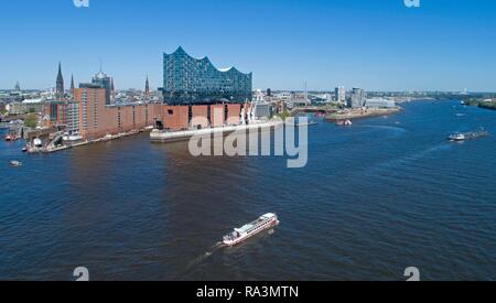 Aerial view, Elbe Philharmonic Hall, HafenCity, Hamburg, Germany Stock Photo