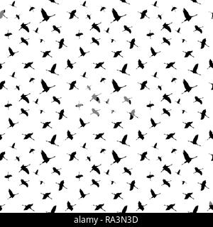 Wrapping paper, wallpaper, background white, seamless pattern, cranes, Germany Stock Photo
