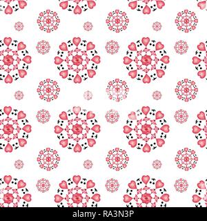 Wrapping paper, wallpaper, background white, seamless pattern, love, hearts, faces with red lips, kiss, Germany Stock Photo