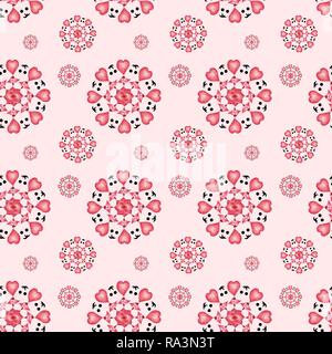 Wrapping paper, wallpaper, background pink, seamless pattern, love, hearts, faces with red lips, kiss, Germany Stock Photo