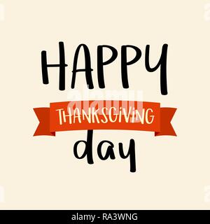 Happy Thanksgiving day vector greeting card. Flat celebration illustration Stock Vector