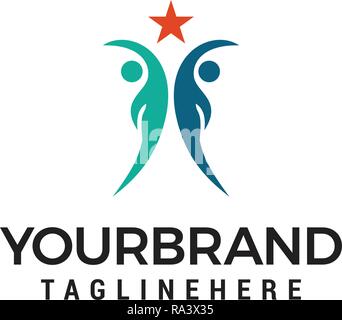 Vector People Reaching Star Logo template design Stock Vector