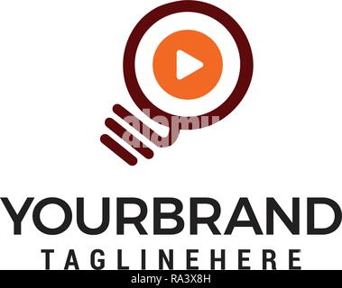 Light Bulb play Logo Design Template Stock Vector
