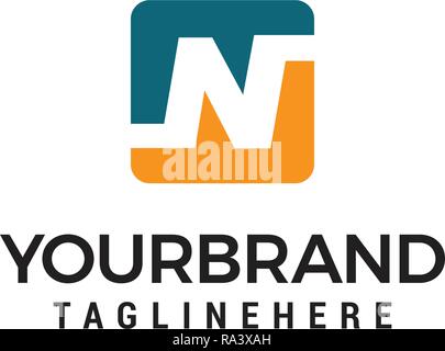 Letter N squares Logo Design Template Stock Vector