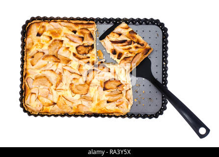 Apple pie in rectangular baking dish. Studio Photo Stock Photo