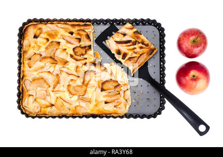 Apple pie in rectangular baking dish. Studio Photo Stock Photo