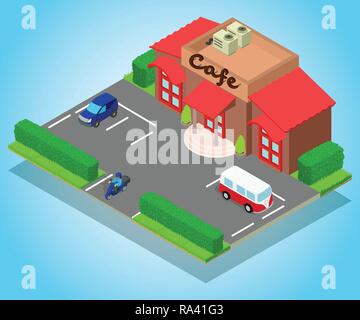 Cafe concept banner, isometric style Stock Vector