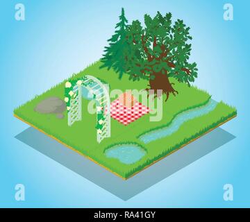 Romance concept banner, isometric style Stock Vector