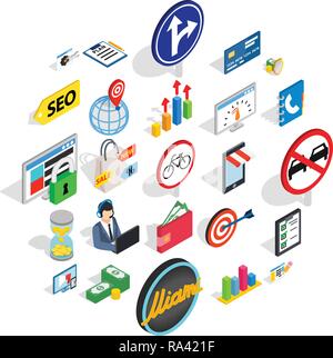 Usable icons set, isometric style Stock Vector