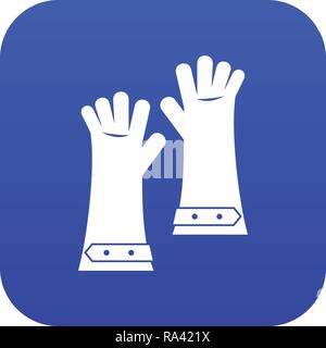 Heat resistant gloves for welding icon digital blue Stock Vector