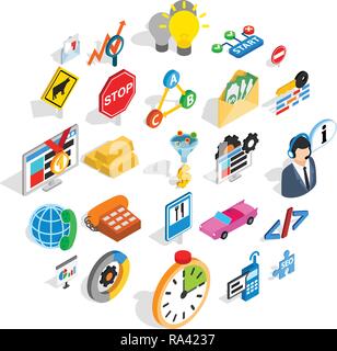 Convenient icons set, isometric style Stock Vector
