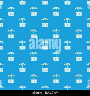 Cafe stall pattern vector seamless blue Stock Vector