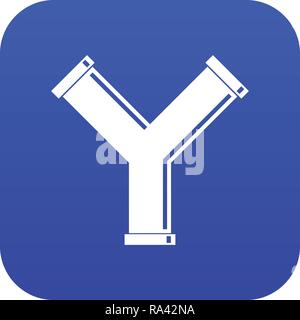 Joint pipe in form Y letter icon digital blue Stock Vector