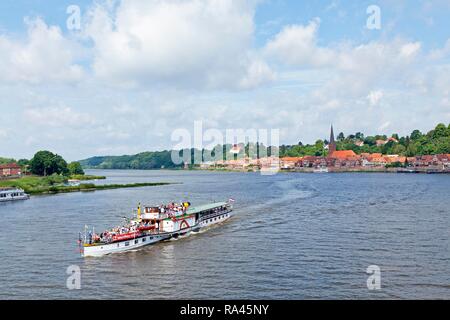 Paddle steamer Kaiser Wilhelm, Lauenburg on the Elbe, Schleswig-Holstein, Germany Stock Photo