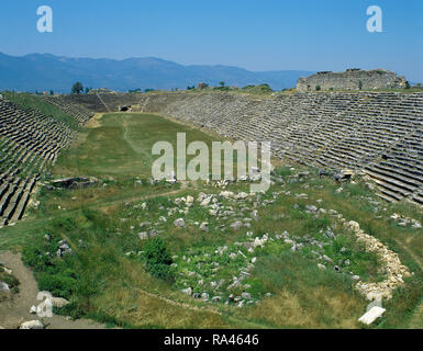 Turkey. Aphrodisias. Ancient Greek Classical city. The Stadium. It was built in the later 1st century AD. Originally designed for athletic contests. Panoramic view. Stock Photo