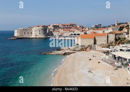 Old town, beach, Dubrovnik, Croatia Stock Photo