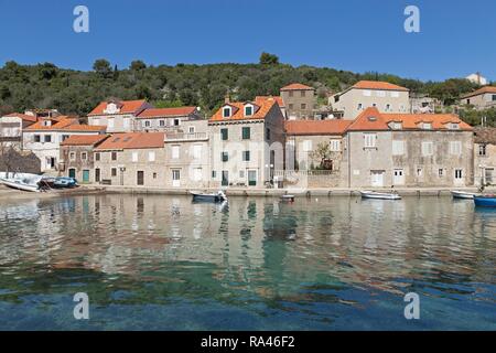 Coastal town Sudurad, Sipan Island, Elaphite Islands, Dalmatia, Croatia Stock Photo