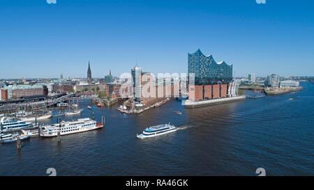 Aerial view, Elbe Philharmonic Hall, HafenCity, Hamburg, Germany Stock Photo