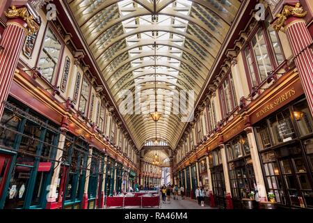 Shopping arcade Leadenhall Market in the financial district, London, United Kingdom