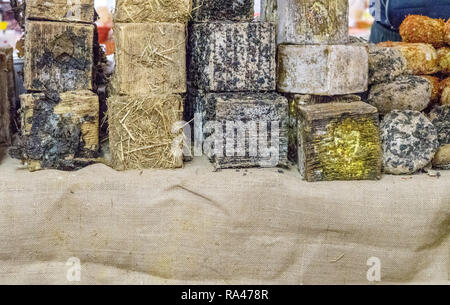 Italian cheese specialties with herb crust Stock Photo