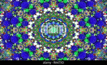 Abstract Colorful Symmetric Pattern Ornamental Decorative Kaleidoscope Movement Geometric Circle and Star Shapes Stock Photo
