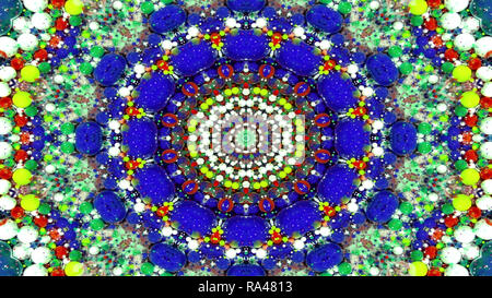 Abstract Colorful Symmetric Pattern Ornamental Decorative Kaleidoscope Movement Geometric Circle and Star Shapes Stock Photo