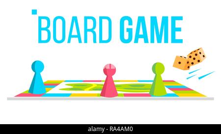 Board Game Vector. Field Space. Logical Table Game For Kids. Isolated Flat Cartoon Illustration Stock Vector