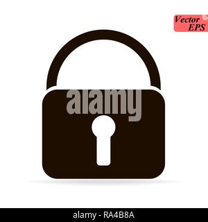 Lock vector icon with white background. Icons closed lock. Symbols security. Isolated grey signs on white background. Flat vector illustration eps 10 Stock Vector