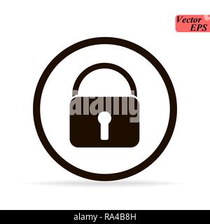 Lock vector icon with white background. Icons closed lock. Symbols security. Isolated grey signs on white background. Flat vector illustration eps10 Stock Vector