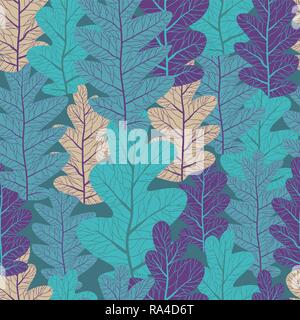 Decorative leaves seamless pattern. Nature stylized plants decorative background Stock Vector