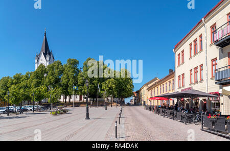 Cafe on Kungsgatan in the Main Square, Nora, Örebro County, Västmanland, Sweden Stock Photo