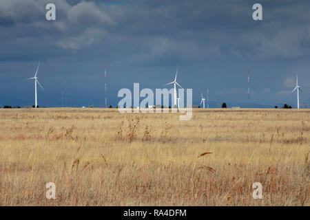 Denver, Colorado - Wind turbines at the National Renewable Energy Laboratory's National Wind Technology Center. Stock Photo